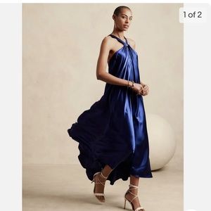 NEW Midnight/ Royal blue Silk long/ maxi evening dress